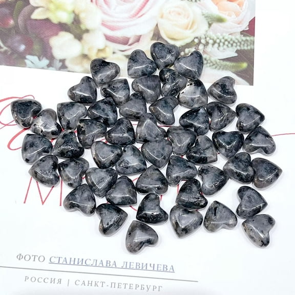 MATROOY 50pcs Small Natural ShimmerStone Healing Heart Gemstone for Home Decor 12x6mm