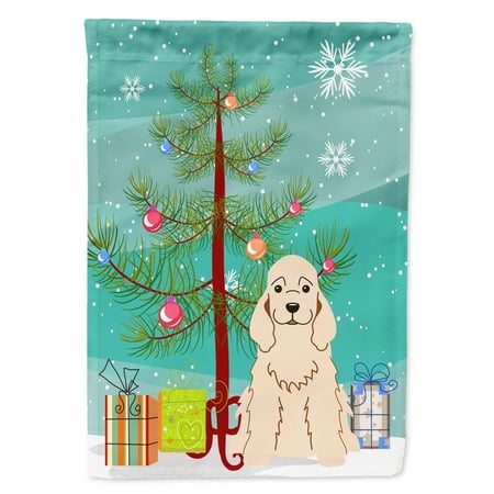Carolines Treasures BB4219GF Merry Christmas Tree Cocker Spaniel Flag Garden Size   Small  multicolor