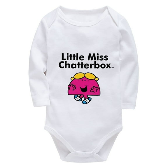Little Miss Chatterbox Infant Girl Romper Long Sleeve Cute Newborn Boy Clothes White 6 Month White Onesie