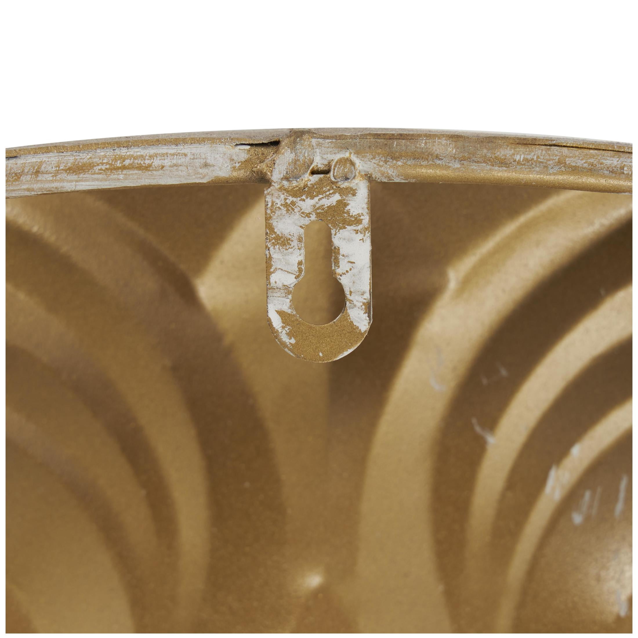 DecMode Gold Metal Embossed Scrolled Plate Wall Decor with Teal Accent