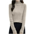 thumbnail image 2 of Juslio Women Sweaters Pullovers Turtlenecks Solid High Neck Knit Fashion Beige, 2 of 6