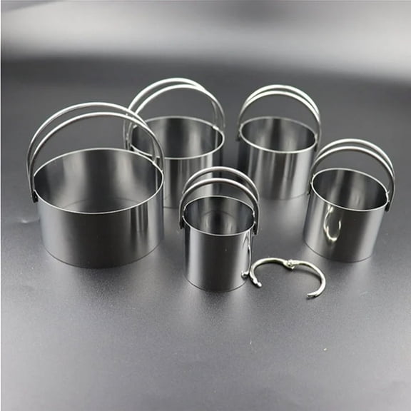 MaPinKa Stainless Steel Cookie & Biscuit Cutters Set 5-Pack - Professional-Grade Round Dough Tools with Ergonomic Handles for Baking, Pastries, and Crafts