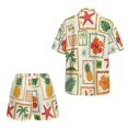 thumbnail image 5 of FKEKYI Art Flower Palm Tree Print Womens 2 Pcs Short Set Open Front Shirt Top Summer Outfits Shorts with Elastic Waist Beachwear Breathable Lounge Set Resort Wear, XL, 5 of 7