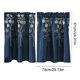 thumbnail image 3 of Cortina corta de poliéster azul marino bordada con lazo y borde a cuadros – Panel de ventana con bolsillo para barra que bloquea la luz, ideal para cocina, baño o habitación pequeña., 3 of 6