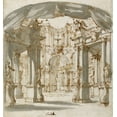 thumbnail image 2 of Juvarra, Filippo 12x13 Black Ornate Wood Framed with Double Matting Museum Art Print Titled - The Courtyard of a Palace: Project for a Stage, 1713, 2 of 4