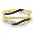thumbnail image 3 of 0.20 Carat (ctw) 10K Gold Round Black & White Diamond Ladies Wedding Guard Double Ring 1/5 CT, 3 of 4