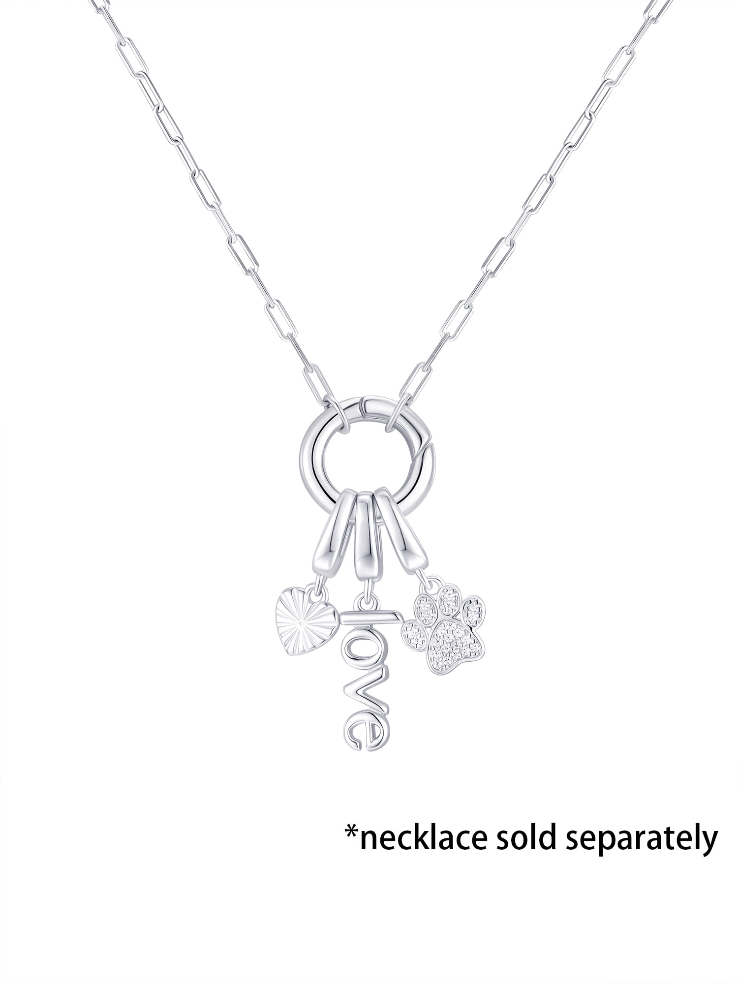 Brilliance Fine Jewelry Simulated Diamonds Dog Paw Charm Set in Sterling Silver