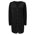 thumbnail image 7 of Fiaer Women Button down Long Sweaters Long Sleeve V-Neck Lightweight Trendy Solid Breathable Knit Tops Black XXL, 7 of 7