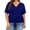 Blue, variant on Womens Plus Size Tops Short Sleeve V Neck Knit Tunic Blouse Tie Front Button Up T Shirts (Blue,XL)