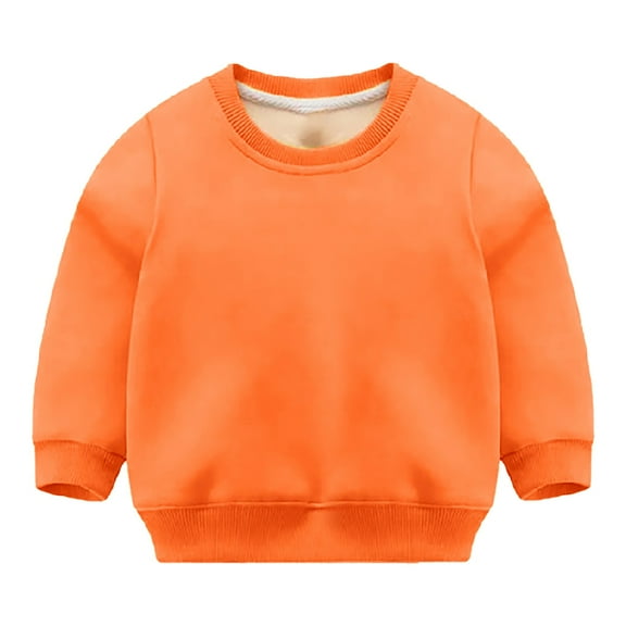 LIJCC Kids Girls Sherpa Fleece Lined Sweatshirts Solid Color Cotton Shirt Long Sleeve Crewneck No Hood Thermal Warm Pullover Top Winter Sweatshirt