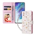 thumbnail image 7 of Cowithday Phone Case for Galaxy S21 FE 5G, for Samsung S21 FE 5G Wallet Case, PU Leather [RFID Blocking][Wrist Strap][Kickstand] Magnetic Closure Folio Cover for Samsung Galaxy S21 FE 5G, Dried Flower, 7 of 7