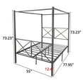 thumbnail image 7 of Full Canopy Bed Frame, LegaHome Detachable Full Size Metal Platform Bed, Modern Bedroom Furniture Canopy Platform Bed with Headboard and Footboard, 400-600lbs Capacity, No Box Spring Needed, Black, 7 of 7
