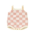 thumbnail image 1 of OUSITAID Infant Baby Girl Knitted Jumpsuit Casual Summer Checkerboard Print Sleeveless Rompers, 1 of 7