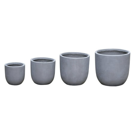 Kasamodern Modern Concrete Round Gray Cement Planter