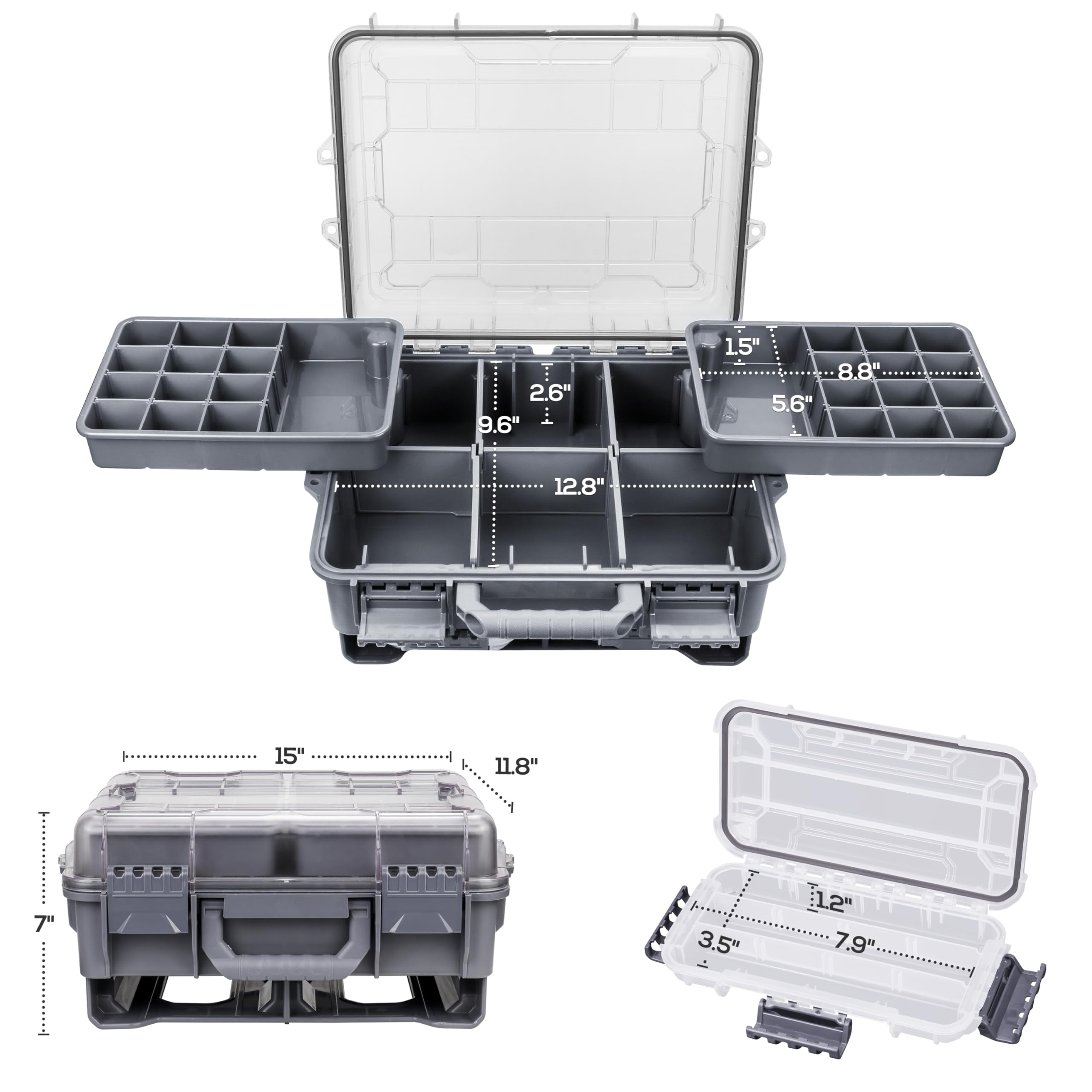 Universal Fishing Tackle Box With Two Small Tray  Removal Inside Design Waterproof Trunk Storage Thicker Floating Airtight Stowaway Xmas Surprise Gifts For Men Women