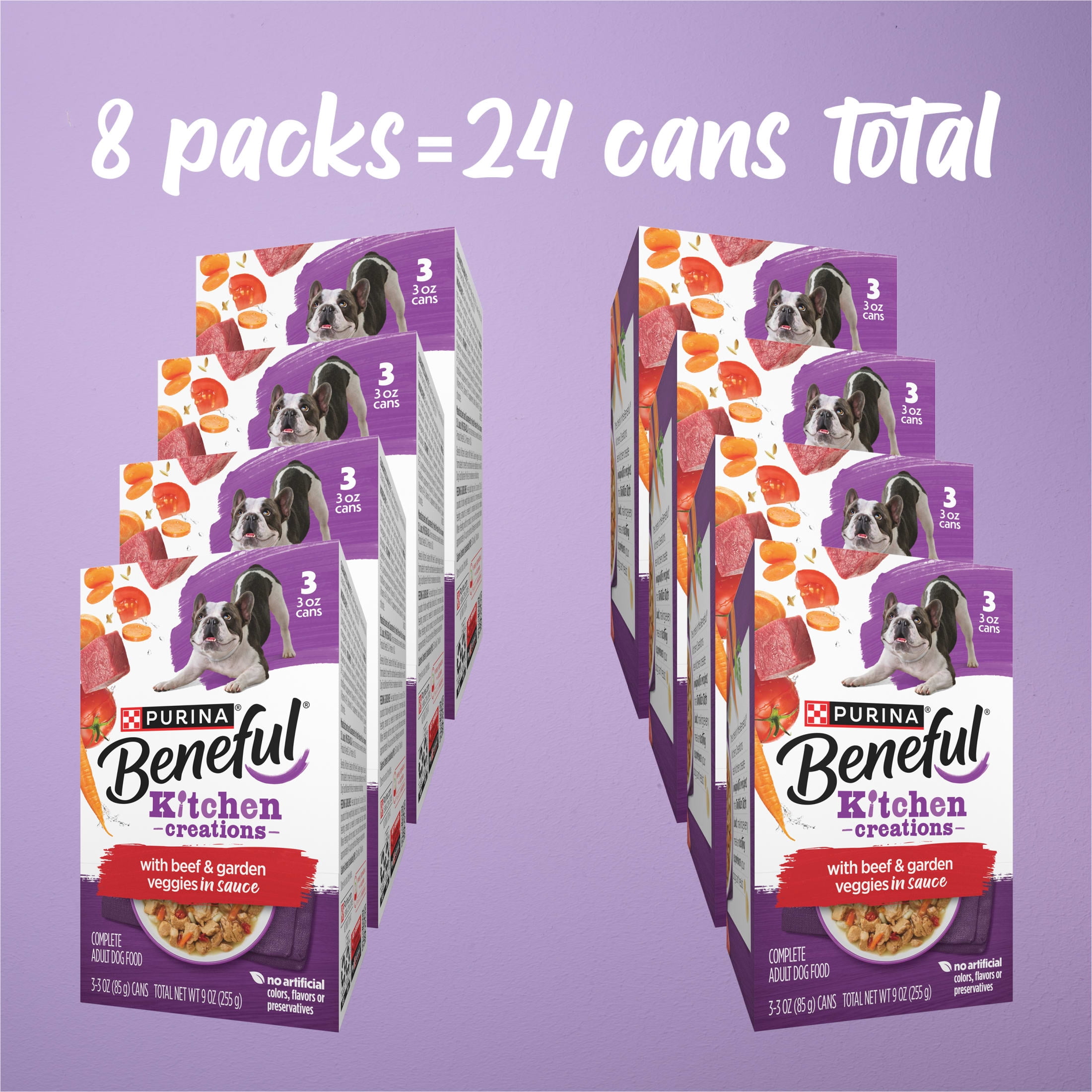 (4 pack) Purina Beneful Kitchen Creations With Beef and Garden Veggies in Sauce Wet Dog Food, 3 oz, 8 Pack