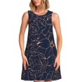 thumbnail image 1 of Balery Copper-Gold Gloss Outline Flower Vestidos de verano para mujer con estampado: vestido holgado sin mangas, vestido playero informal y cómodo para días calurosos., 1 of 7