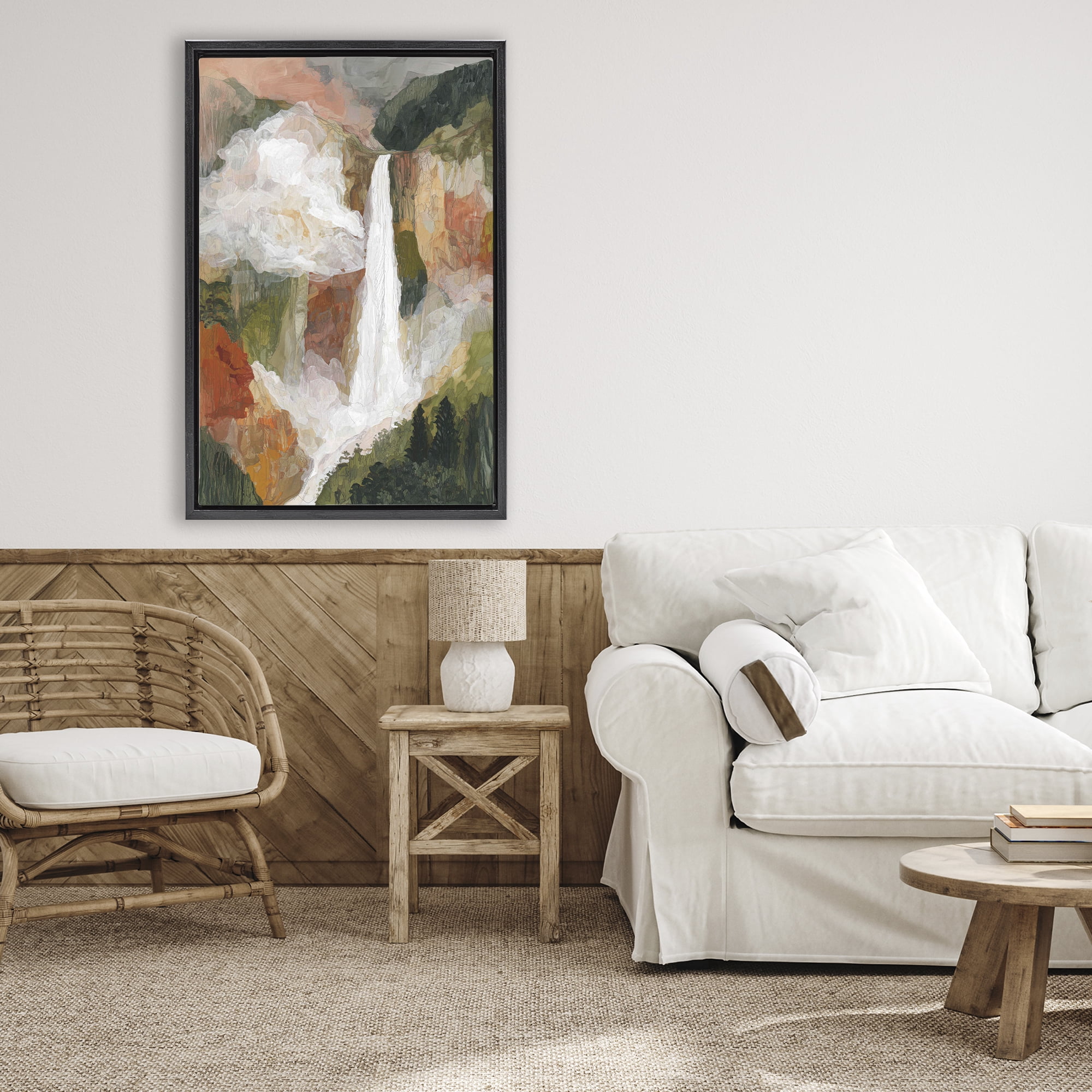 Stupell Industries Mountain Waterfall Landscape Black Framed Floater Canvas Wall Art, design by Chromatic Storm Studio