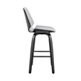 thumbnail image 3 of Arabela 26" Gray Faux Leather and Black Wood Swivel Bar Stool, 3 of 10