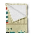 thumbnail image 2 of Ahoy Its a Boy Soft Flannel Fleece Throw Blanket, Baby on the Way Message with Marine Theme Set up Dolphin Wheel, Cozy Plush for Indoor and Outdoor Use, 50" x 60", Teal Dark Blue Khaki, by Ambesonne, 2 of 5