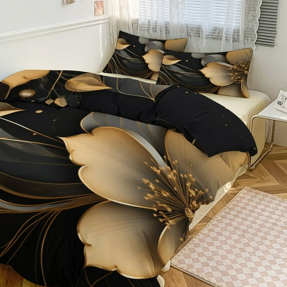 3PCS Abstract Flowers Duvet Cover Set Twin, 1 Duvet Cover And 2 Pillowcase, Duvet Cover for Kids Girls Boys And Teens