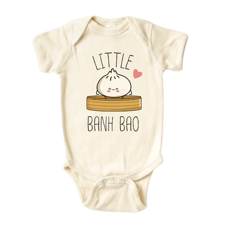 Little Banh Bao Cute Baby Bodysuit Shirt Premium Custom Clothes Unisex Baby Gift for Mom Newborn 18m Natural