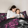 thumbnail image 4 of Castle Fairy Boho Skull Rose Queen Comforter Set 3 Pieces,Spooky Butterfly Comforter Sets Queen,Magenta Blacks,1 Comforter and 2 Pillowcases,Black Reversible, 4 of 6