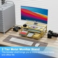 thumbnail image 2 of Computer Monitor Stand Riser, office organizer with Drawer, Office Organizers Storage for Classroom Office Supplies (Gold), 2 of 13