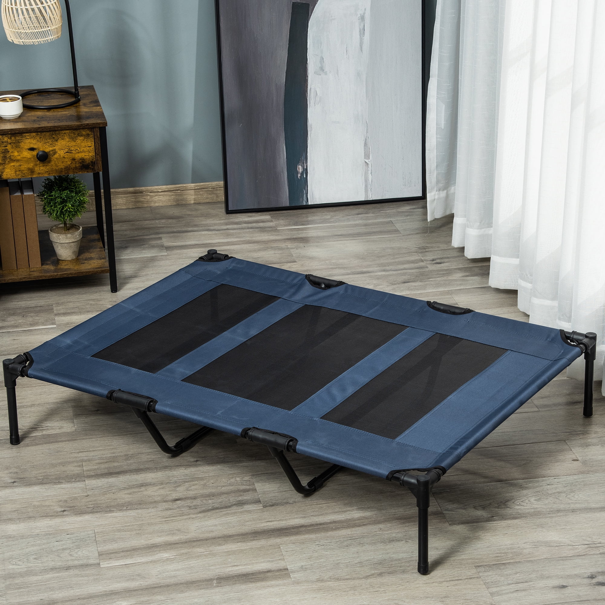 Elevated Breathable Dog Bed Portable Pet Cot w/ Carry Bag Metal Frame Breathable Mesh Indoor and Outdoor