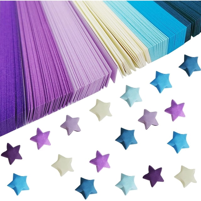 1080 Sheets Origami Stars Paper Strips, Purple Solid Color Gradient Color Origami Paper Stars, Color Star Paper Strip, DIY Paper Origami Stars, Origami Star Paper Strips, Star Origami Paper