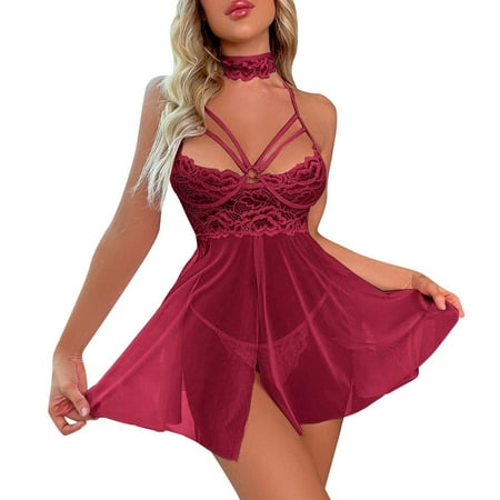 

Women Sexy Lingerie Suspenders Halter Neck Nightdress Backless Home Clothes Underwear Lingerie Nightwear Chemise Nightie