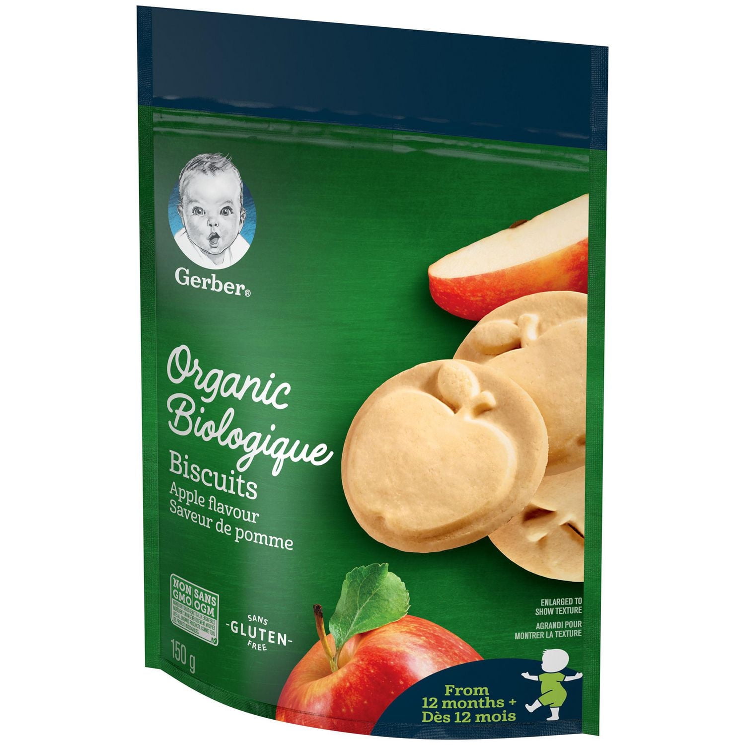 GERBER® Organic Biscuits, Apple Flavour Toddler Snack 150 g, 150 GR