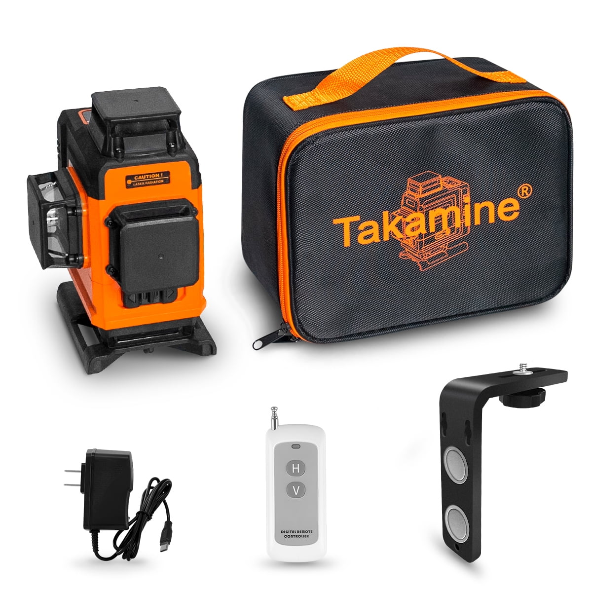 Takamine 16 Lines Laser Level Self Leveling 4x360° 4D Green Cross Line for Construction/Picture Hanging, Remote Controller, Rechargeable Li-ion battery, Magnetic Stand and portable bag