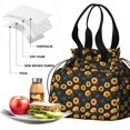 thumbnail image 4 of Black Sunflower Drawstring Lunch Bag Women - Drawstring Lunch Bag Insulated for Work Office - Stain-Resistant Large Lunchbags for Women with Multi-Pockets, 4 of 6