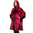 thumbnail image 2 of PAVILIA Blanket Hoodie for Women Red, Sherpa Wearable Blanket Men, Cozy Oversized Sweatshirt Blanket, Warm Fleece Hooded Blanket Sweater with Sleeves and Two Big Pocket, Plaid Red, 2 of 9