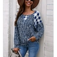 thumbnail image 4 of Two Tone Mixed Print Sweater Blue Small, 4 of 4