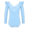 thumbnail image 2 of YONGHS Girls Long Sleeve Ballet Leotard Dance Top Gymnastics Bodysuit Ballerina Romper Team wear Light Blue 9-10, 2 of 7