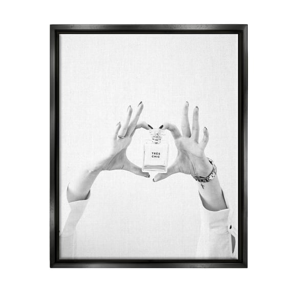 Stupell Tres Chic Heart Glam Perfume Beauty & Fashion Photography Black Floater Framed Art Print Wall Art