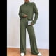 thumbnail image 4 of Conjuntos de 2 Piezas para Mujer para Otoño: Suéter de Punto de Viaje, Pantalones Anchos y Chándal para Estar en Casa. Verde L, 4 of 7
