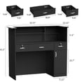 thumbnail image 3 of AHB 50-inch Reception Desk with Counter, Front Desk Office Desk with Storage Shelves & LED Lights, Black, 3 of 8