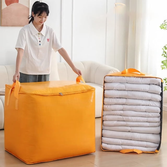 Bolsa de almacenamiento de gran capacidad para colchas y ropa - Organizador plegable para mudanzas y viajes con cremallera bidireccional