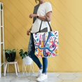 thumbnail image 4 of FORMRS Womens Canvas Tote Bag with Zipper Inner Pocket Shoulder Handbag, Musical Pattern, 4 of 7