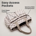 thumbnail image 2 of TRANSLINK Tote Bag Crossbody Purse for Women, Multi-Pocket Shoulder Handbag, Large Capacity Lightweight Casual Shoulder Bag Gingham Print Khaki, 2 of 7