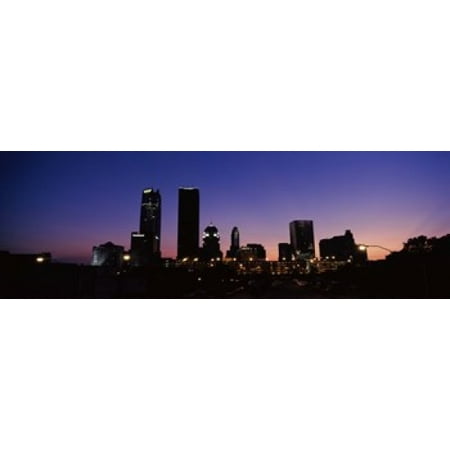 Downtown skyline at night Oklahoma City Oklahoma USA Canvas Art - Panoramic Images (18 x