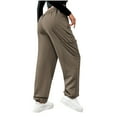 thumbnail image 3 of Brondbend Womens Jogger Sweatpants Long Pants for Women Casual Solid Color Drawstring Elastic Waist Cotton Workout Trousers with Pocket Wide Leg Outdoor Sport Winter Comfortable, 3 of 6