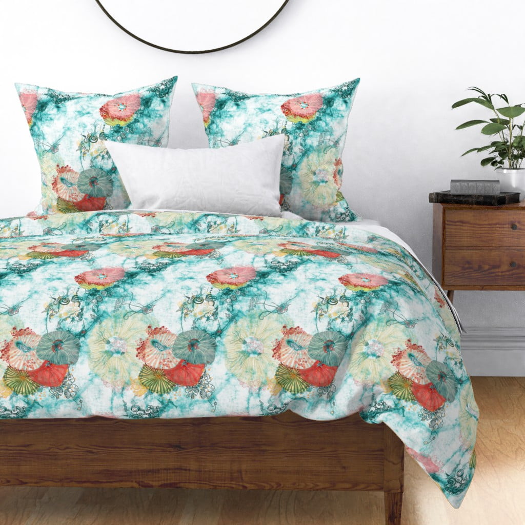 Coral Reef Marine Sea Urchin Jelly Fish Octupus Sateen Duvet Cover