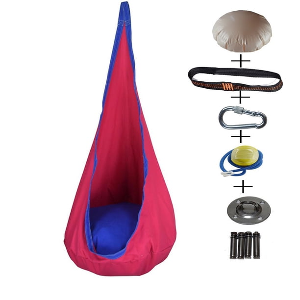 Columpio para niños, columpio sensorial para interiores, hamaca colgante con kits de accesorios de almohada inflable, bomba de aire, columpio colgante para dormitorio fácil de instalar, para