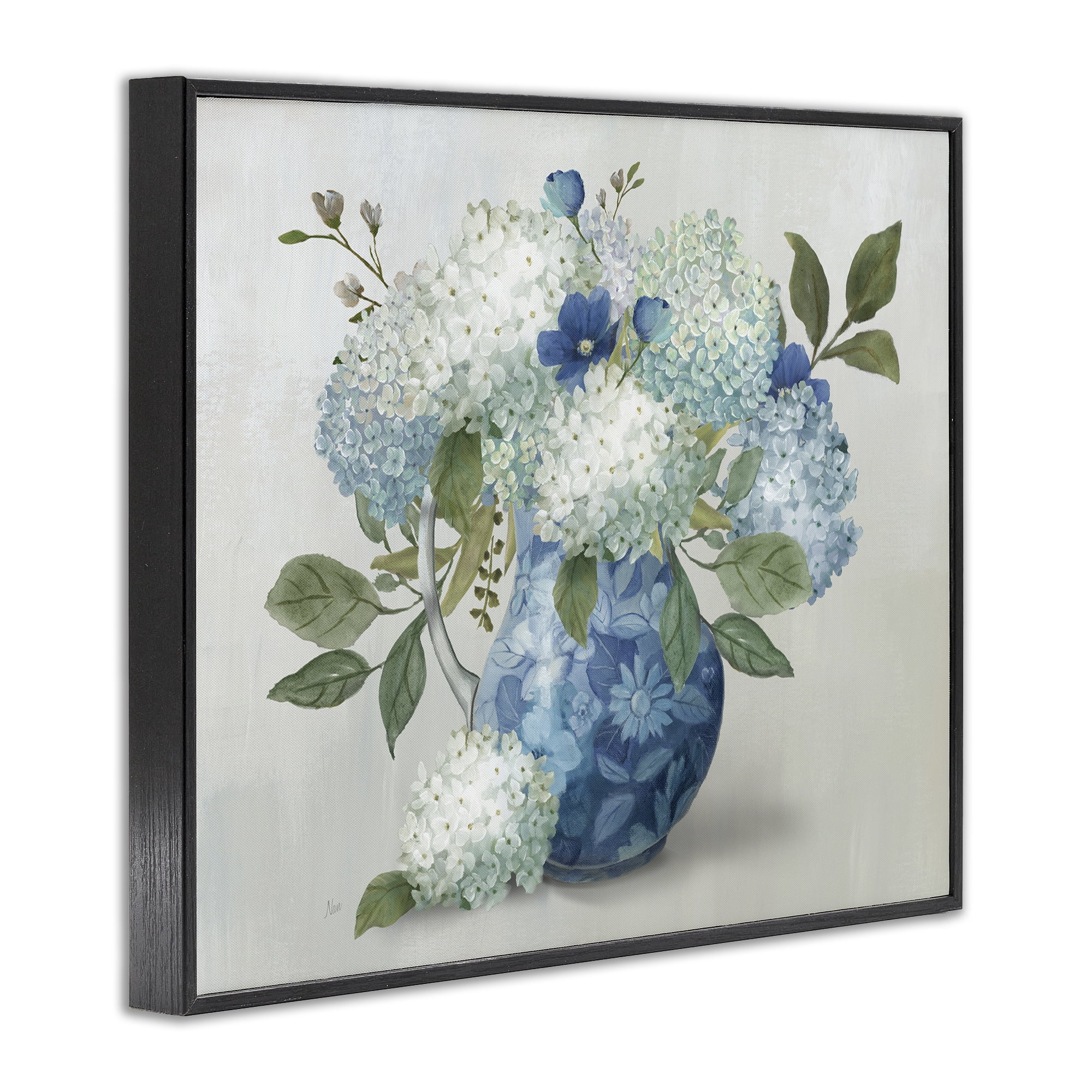Stupell Industries Ornate Vase with Hydrangeas Black Framed Giclee Art, design by Nan