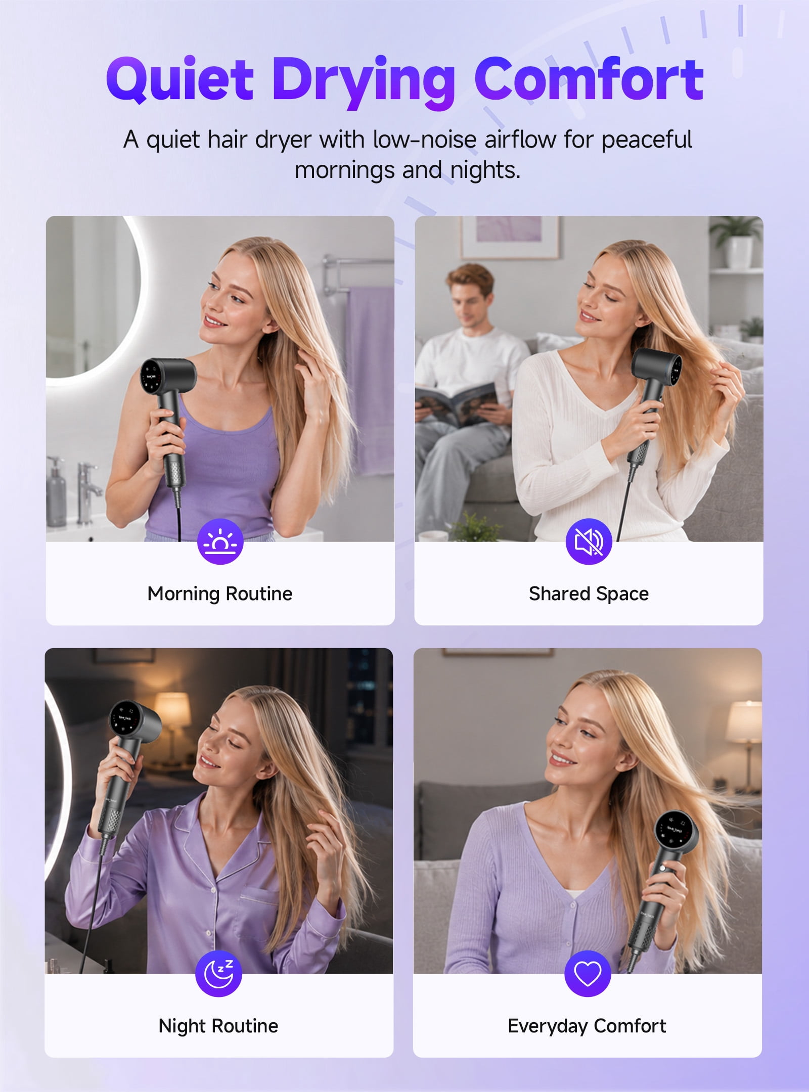 Hair Dryer, Professional Ionic Hair Dryer for Fast Drying, Low Noise and Quiet, Lightweight, 600 Mmillion Negative lonic High-Speed Hair Blow Dryer Without Hair Damage for Women, Men, Travel, Salon