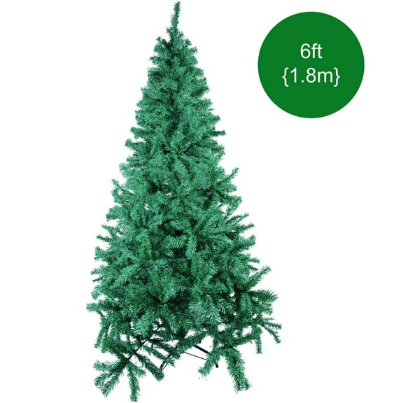 Uten 6ft Unlit Artificial Christmas Tree, Hinged Spruce with 600 Branch Tips, Includes Foldable Metal Stand for Easy Assembly, Green